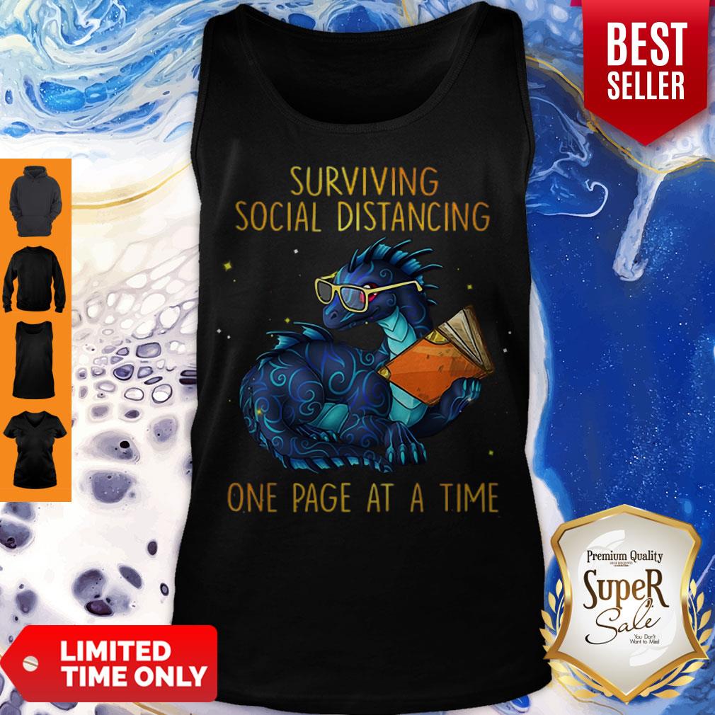 Nice Dragon Surviving Social Distancing One Page At A Time Shirt - Image 4