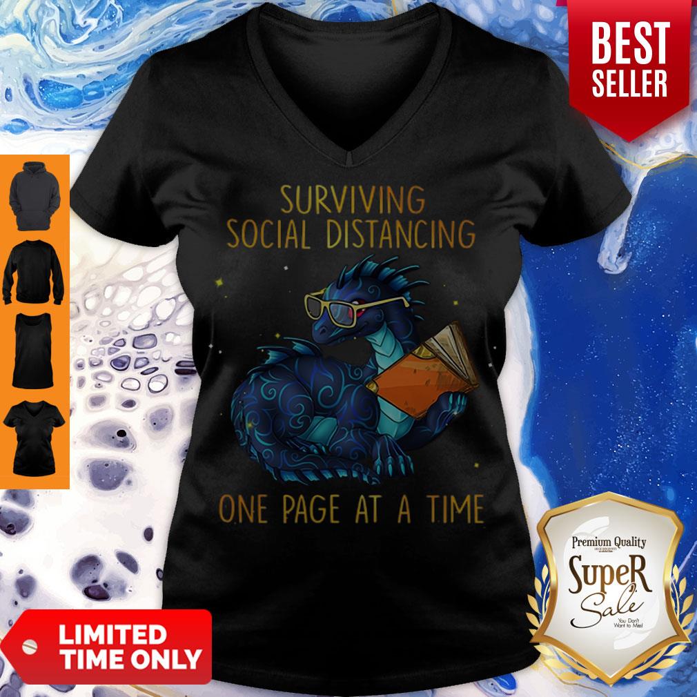 Nice Dragon Surviving Social Distancing One Page At A Time Shirt - Image 5