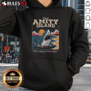 Alternative view of Funny Visit Amity Island We're Dying To Eat You Shark T-Shirt
