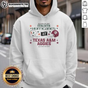 Alternative view of Awesome Texas A&M Aggies & Miami Hurricanes 2025 CFP First Round Matchup T-Shirt