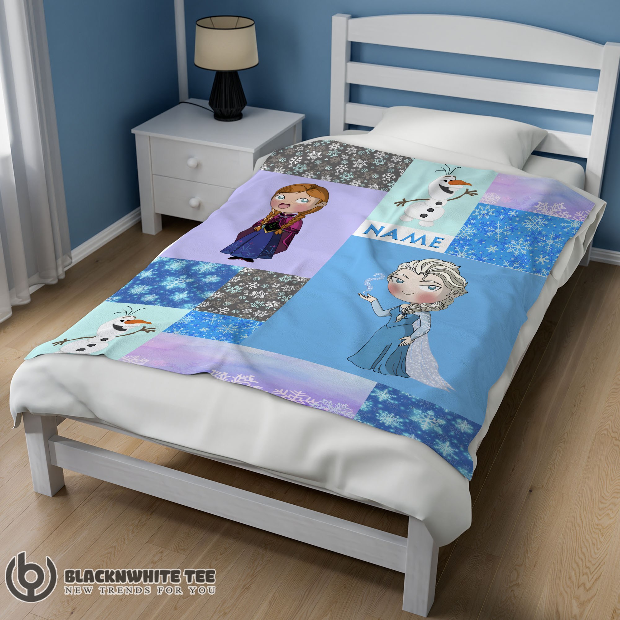 Happy Good Disney Cartoon Frozen Elsa Princess Anna Olaf Blanket Fleece Customized Blanket - Image 2
