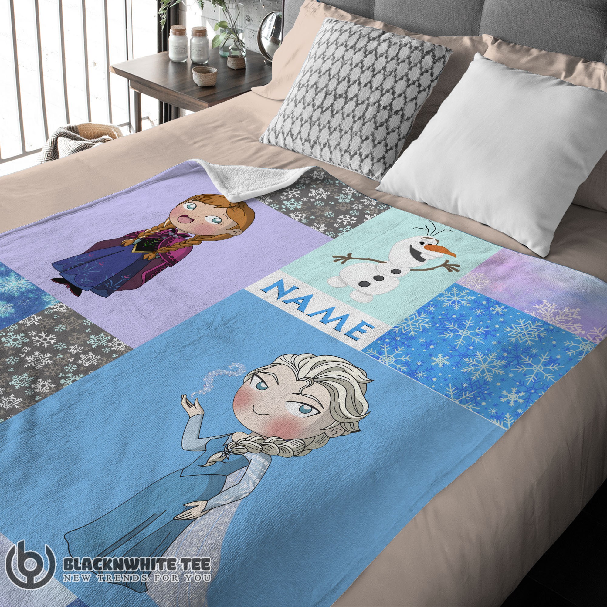Happy Good Disney Cartoon Frozen Elsa Princess Anna Olaf Blanket Fleece Customized Blanket - Image 3