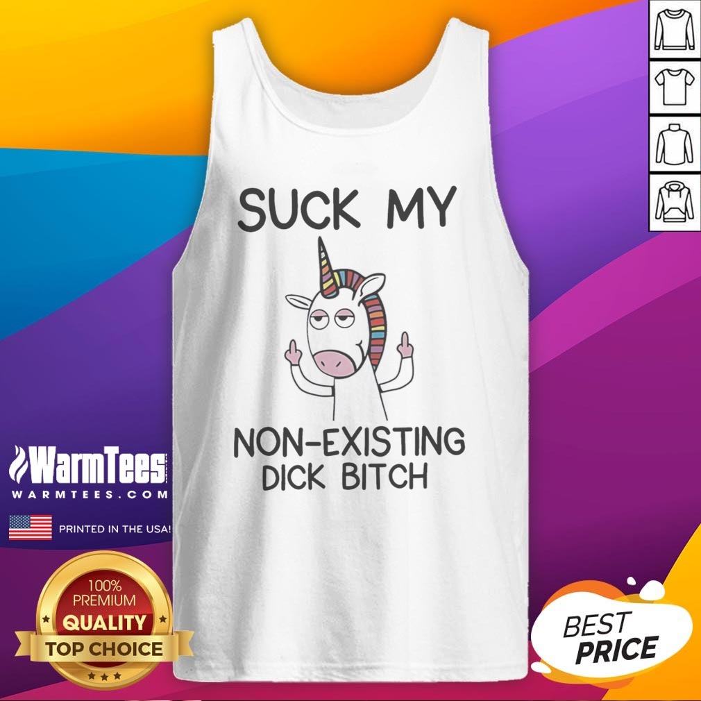 Top Unicorn Middle Finger Suck My Non Existing Dick Bitch Humor Shirt - Image 5