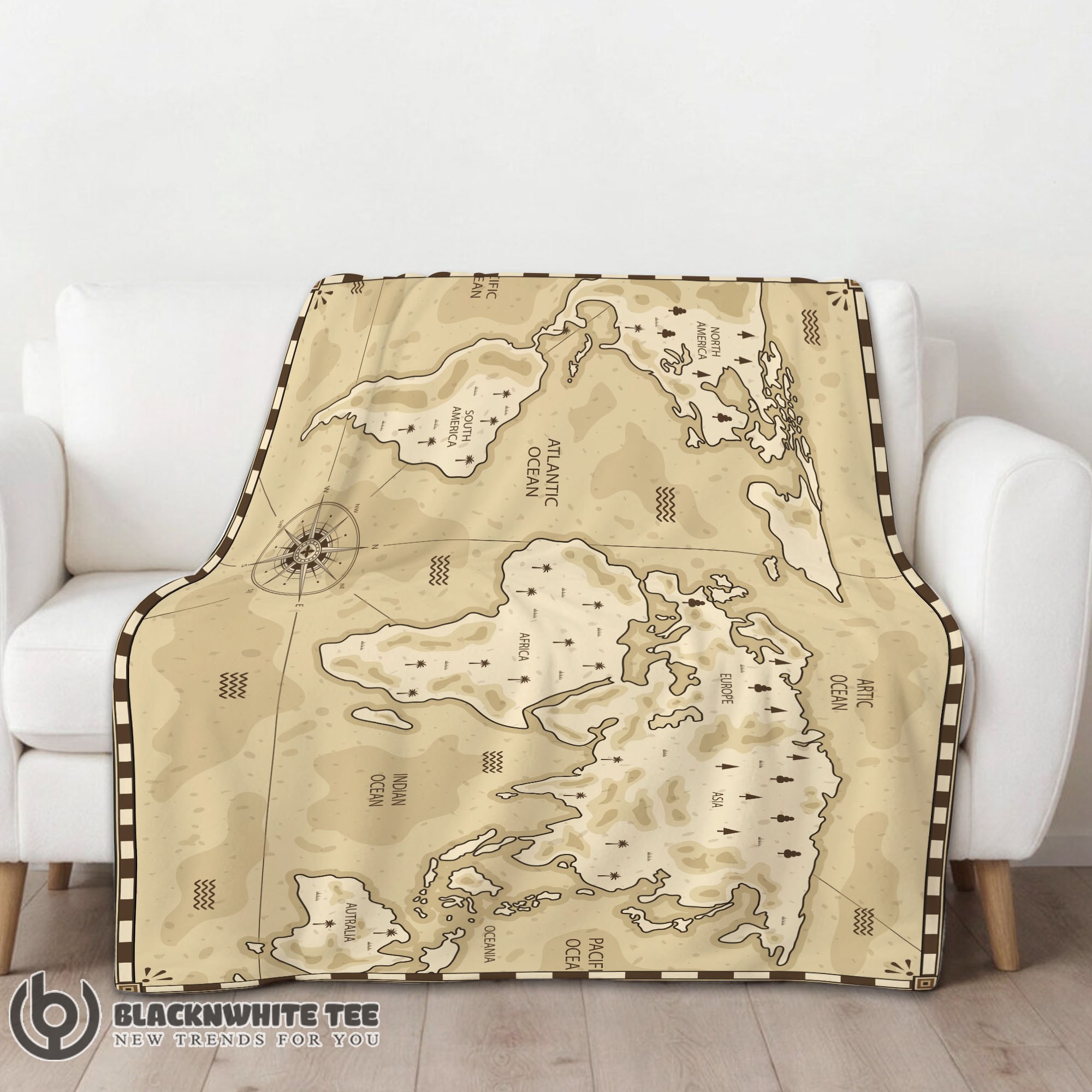 Awesome Perfect Vintage Pirate World Map Sepia Nautical Adventure Blanket Fleece Blanket - Image 2