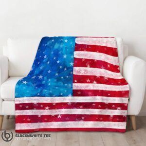 Alternative view of Awesome Perfect Watercolor American Flag Distressed USA Patriotic Blanket Fleece Blanket