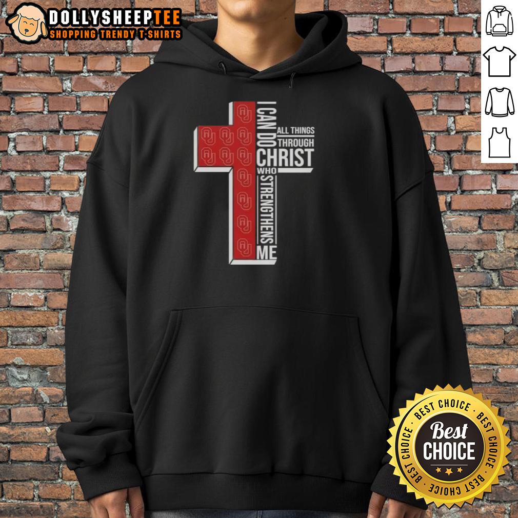 Good I Can Do All Things Through Christ Who Strengthens Me Oklahoma Sooners Football Cross T-Shirt - Image 2