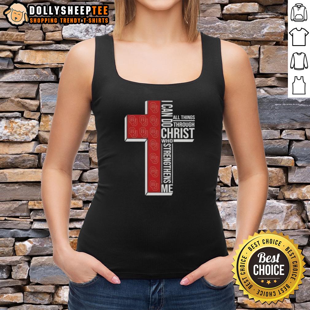 Good I Can Do All Things Through Christ Who Strengthens Me Oklahoma Sooners Football Cross T-Shirt - Image 4