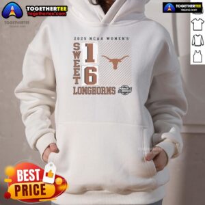 Alternative view of Original Texas Longhorns 2025 NCAA Women's Basketball Tournament March Madness Sweet 16 No Look Pass T-Shirt