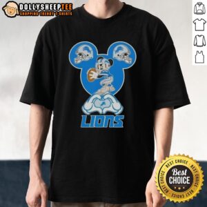Official Mickey Hands Heart Love Detroit Lions Football T-Shirt