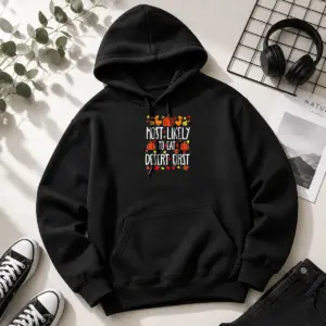 Alternative view of Awesome Most Likely To Eat Dessert First Thanksgiving Shirt