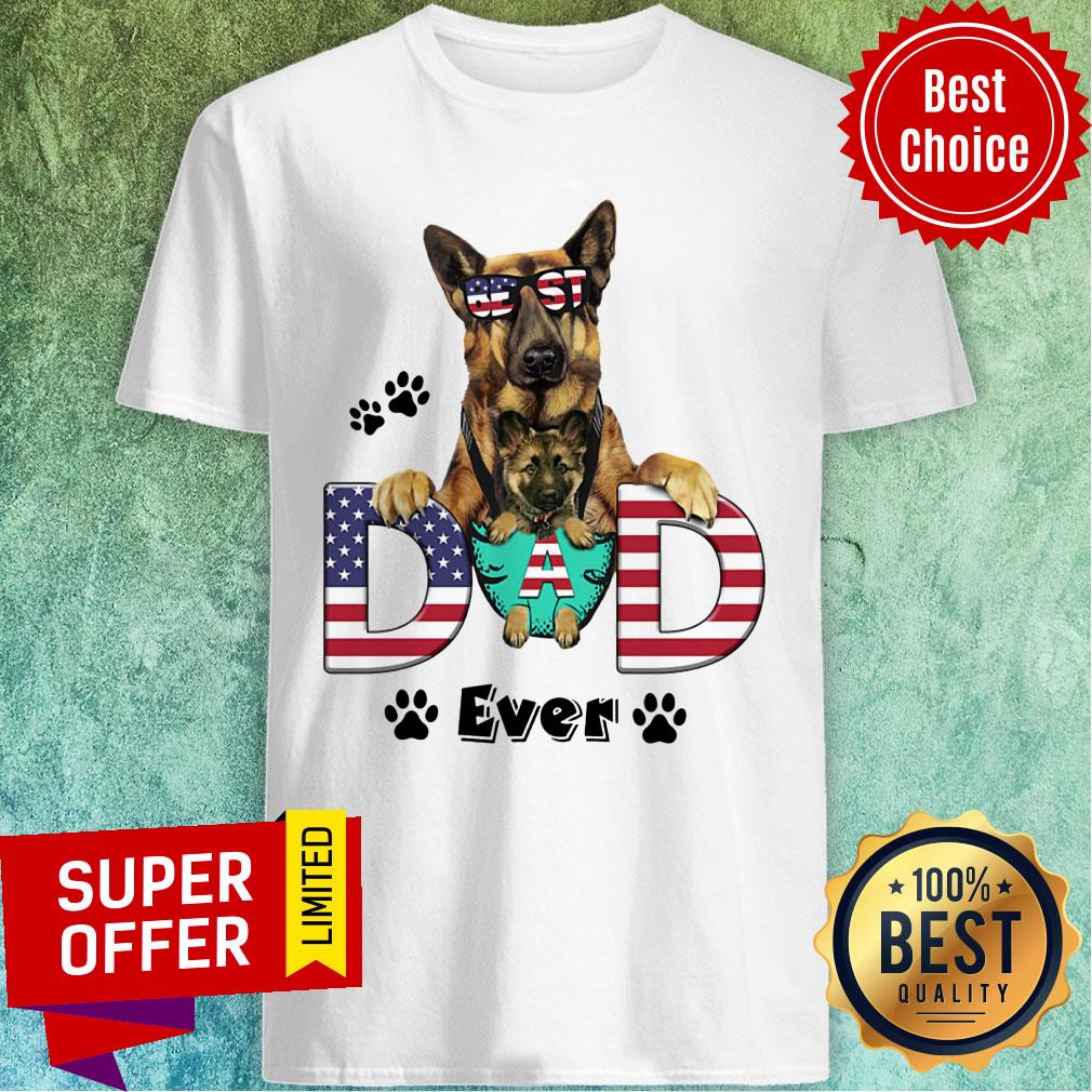 Best German Shepherd Best Dad Ever American Flag Shirt