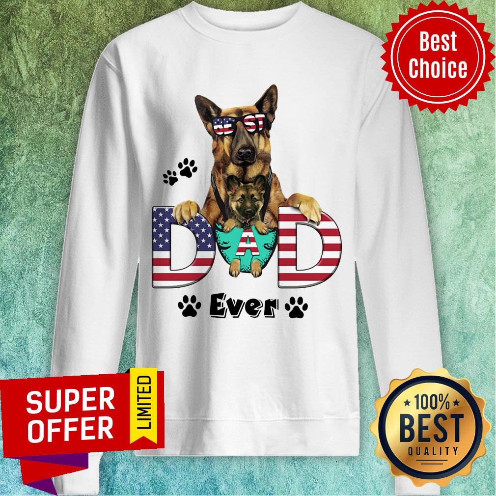 Best German Shepherd Best Dad Ever American Flag Shirt - Image 5