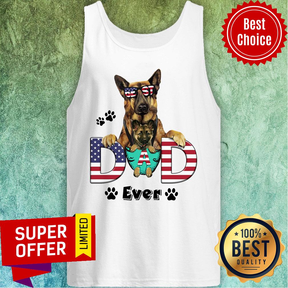 Best German Shepherd Best Dad Ever American Flag Shirt - Image 4