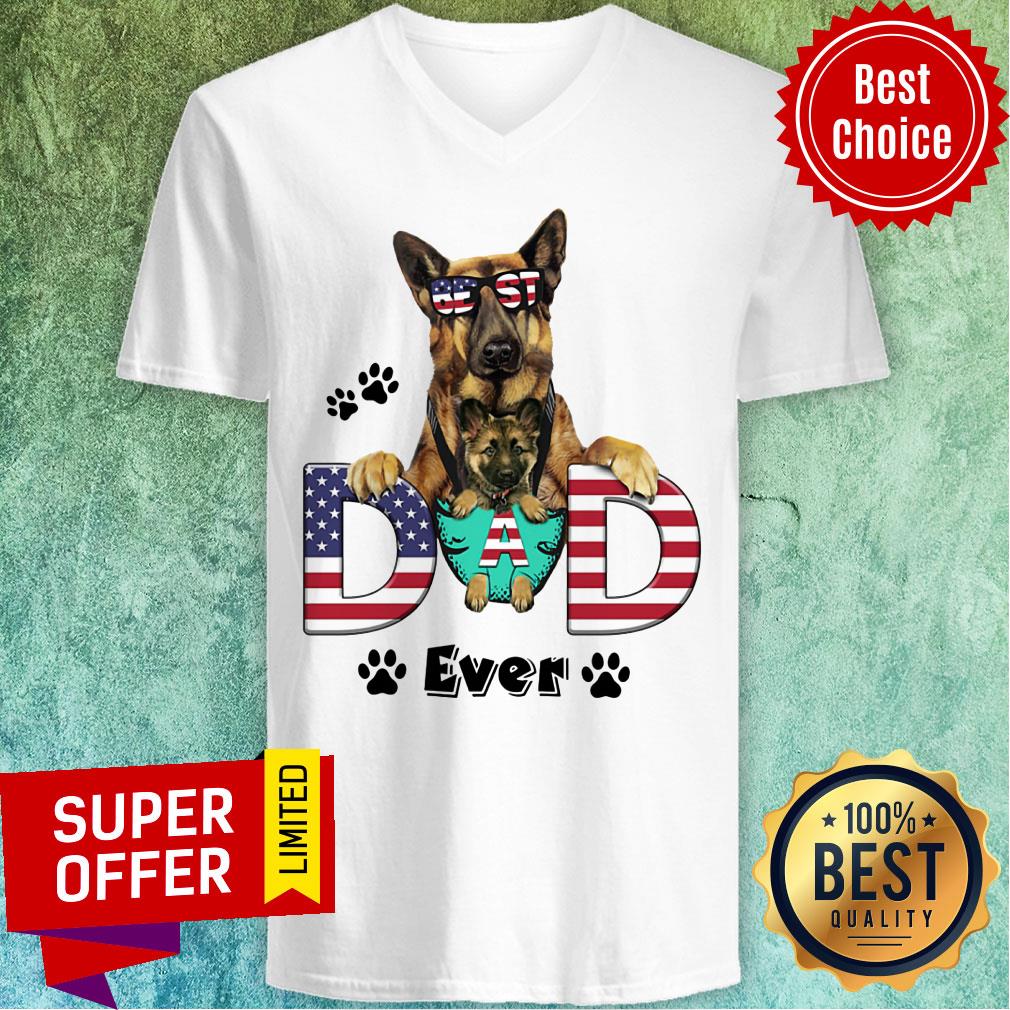 Best German Shepherd Best Dad Ever American Flag Shirt - Image 3