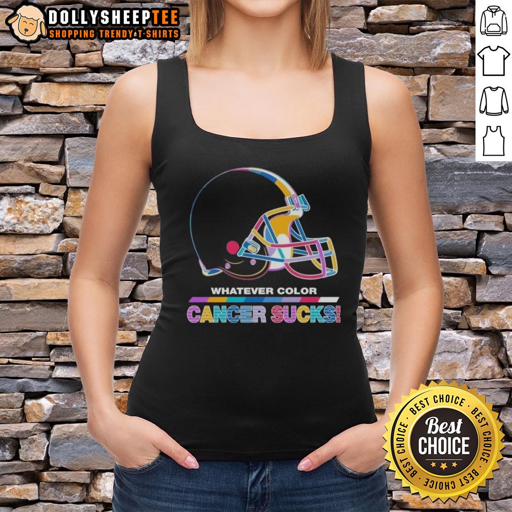 Awesome Cleveland Browns Football Whatever Color Cancer Sucks Logo Colors T-Shirt - Image 4