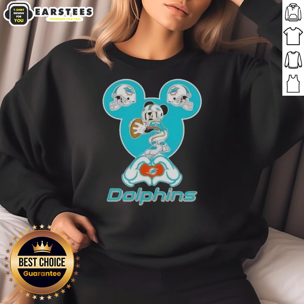 Good Mickey Hands Heart Miami Dolphins Football T-Shirt - Image 5