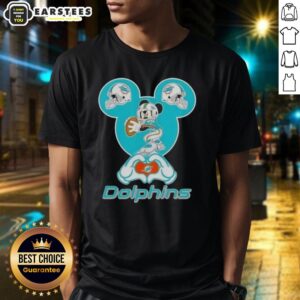 Good Mickey Hands Heart Miami Dolphins Football T-Shirt