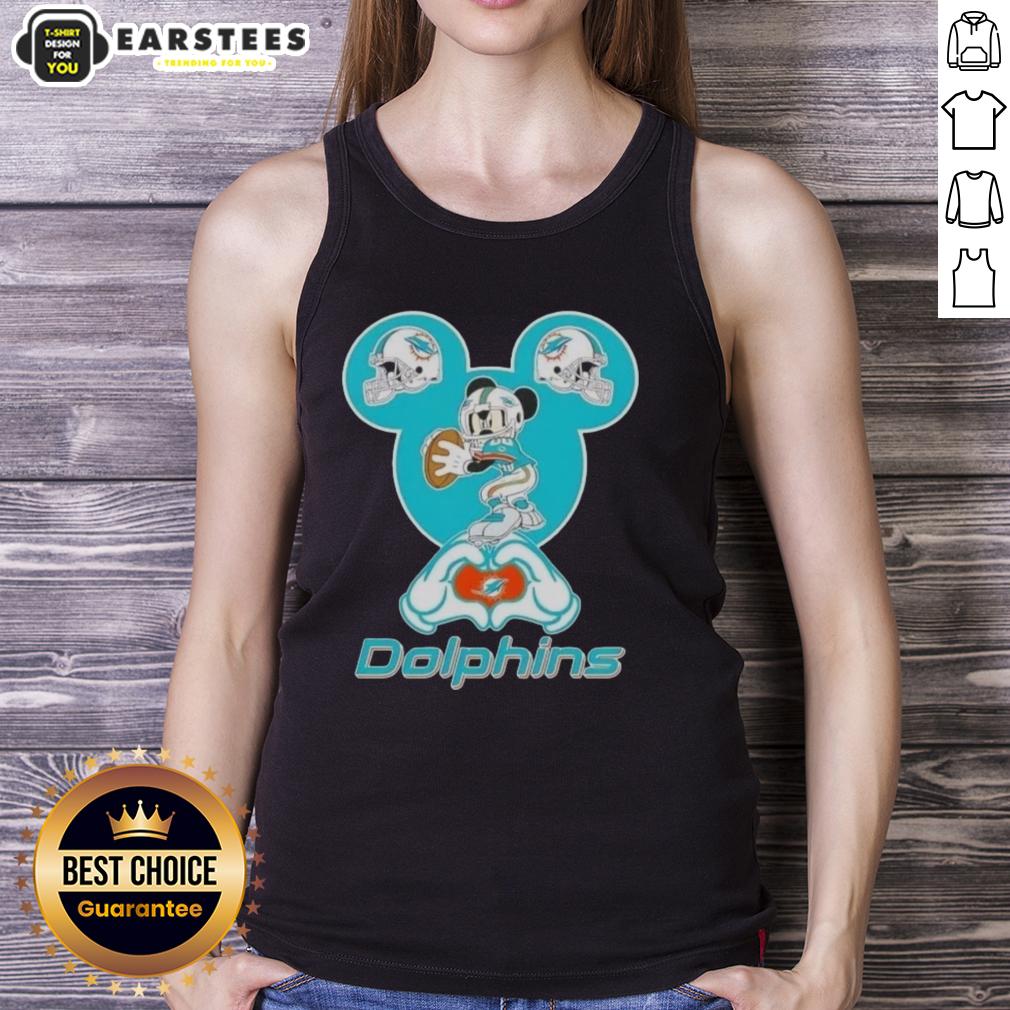 Good Mickey Hands Heart Miami Dolphins Football T-Shirt - Image 4