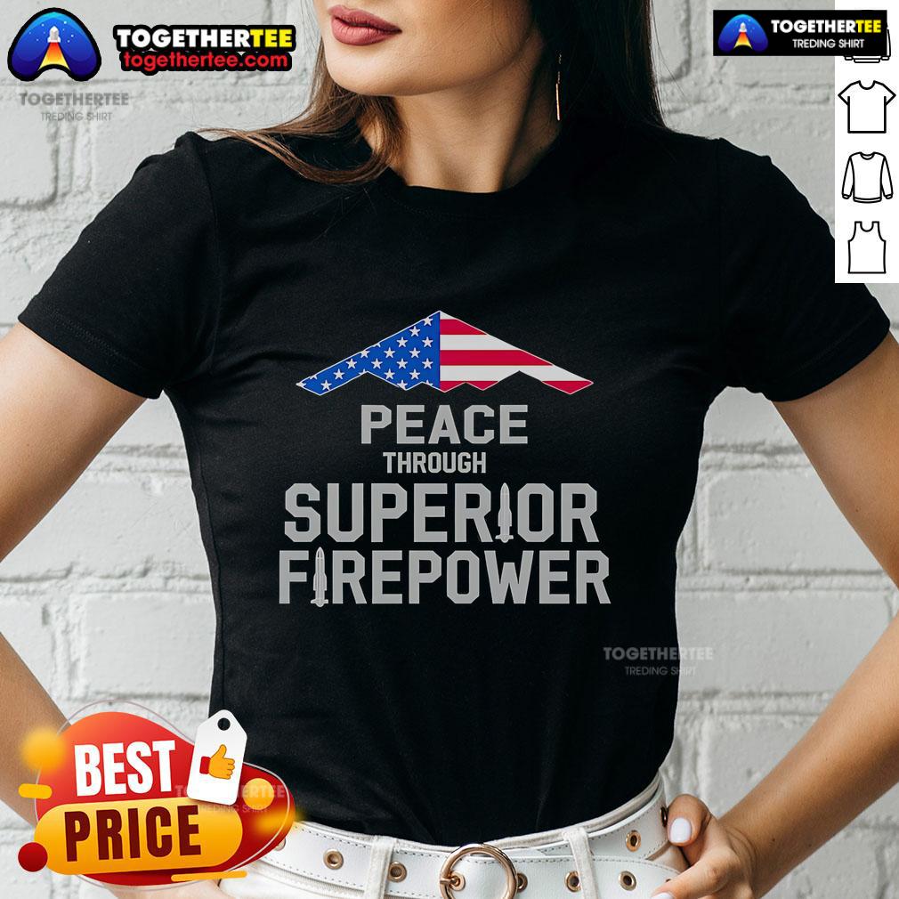 Premium Peace through Superior Firepower American Flag T-Shirt - Image 3