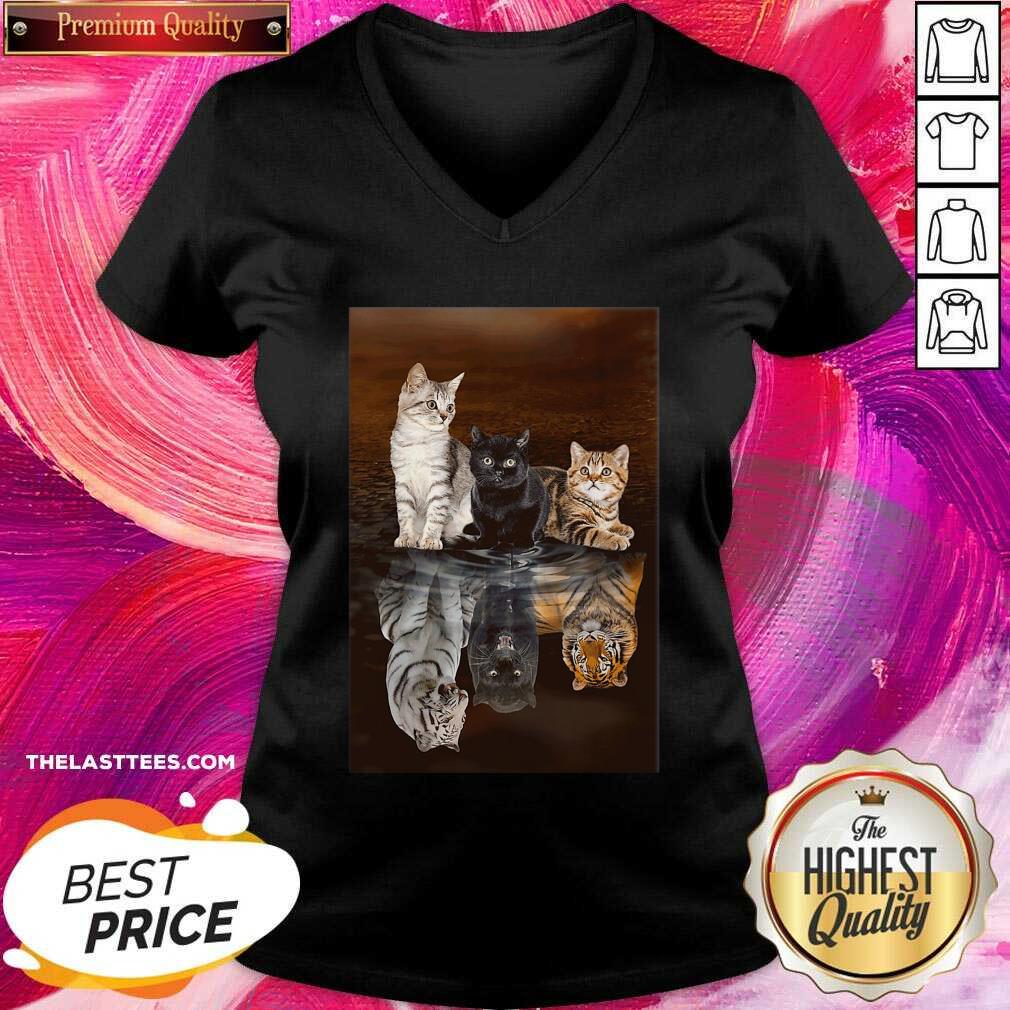 Nice Three Cat Tiger Reflections 5d Diamond Diy Shirt - Image 2