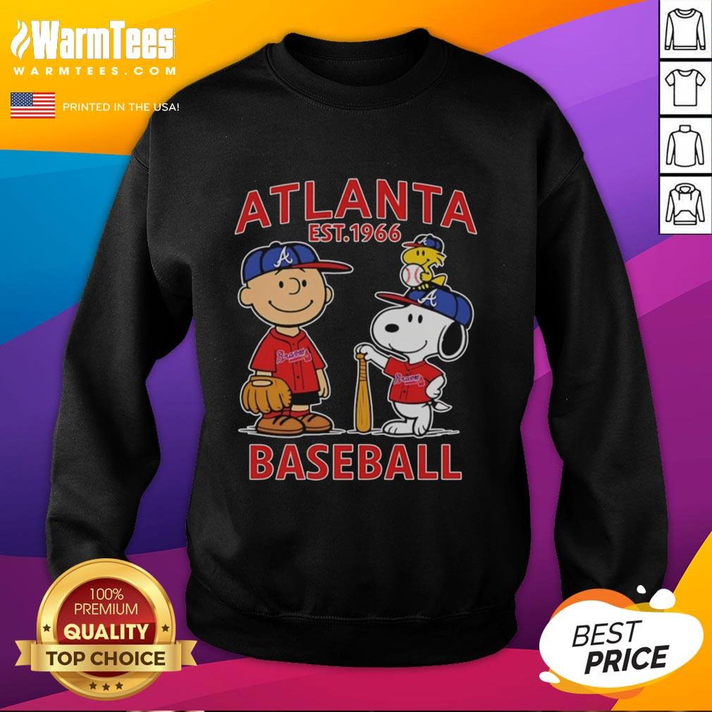 Cute Charlie Brown Snoopy And Woodstock With Atlanta Braves Baseball Jersey Est 1961 T-Shirt - Image 5