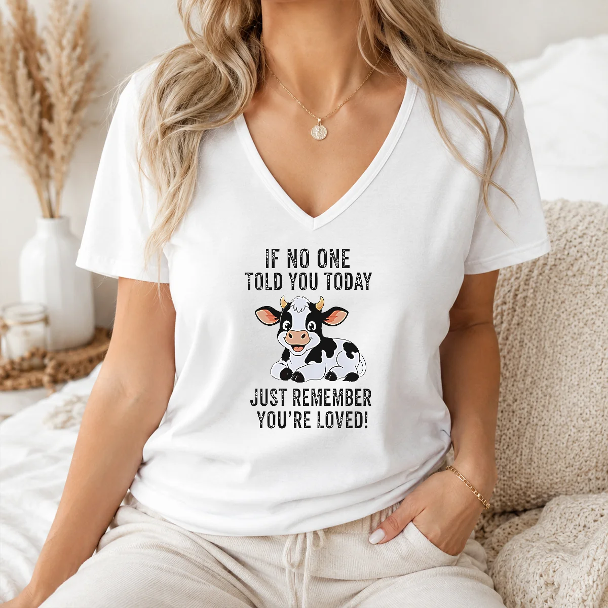 Funny Nice Cow If No One Told You Today Just Remember You're Loved Shirt - Image 2