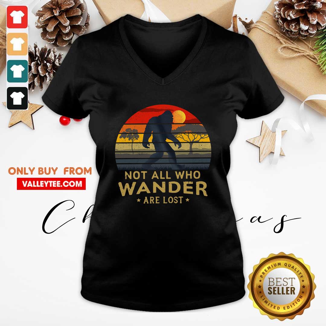 Great Bigfoot Not All Who Wander Are Lost Vintage Retro Shirt - Image 3