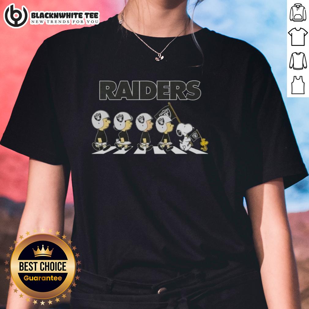 Awesome Las Vegas Raiders X Peanuts Snoopy And Friends Abbey Road T-Shirt - Image 3