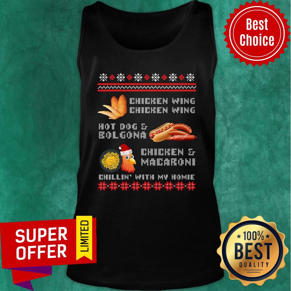Cooked Chicken Wing Chicken Wing Hot Dog Bolgona Ugly Xmas Shirt - Image 3