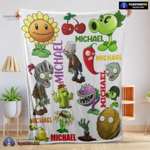 Official Pretty Plants Vs Zombies Characters Blanket Fleece Customized Blanket
