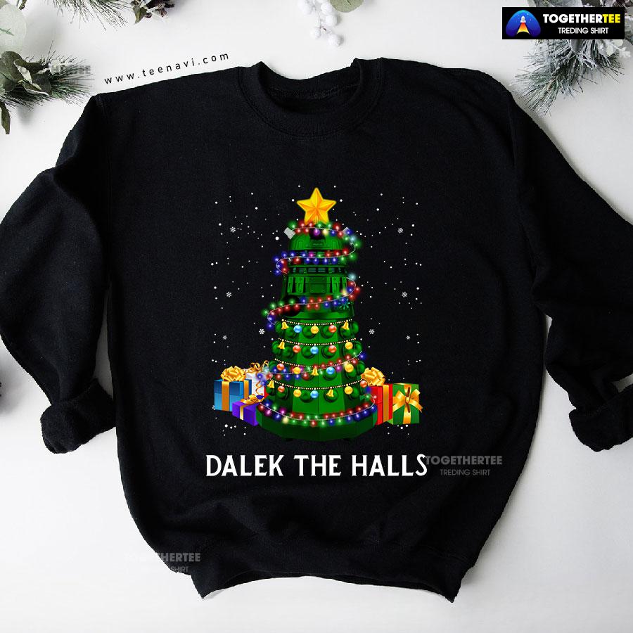 Dalek The Halls Doctor Who Christmas Tree Gift Sweatshirt - Image 4