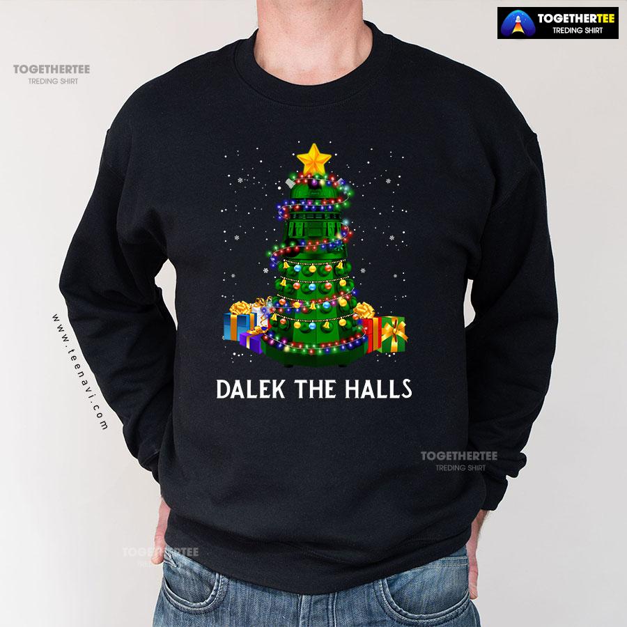 Dalek The Halls Doctor Who Christmas Tree Gift Sweatshirt - Image 3