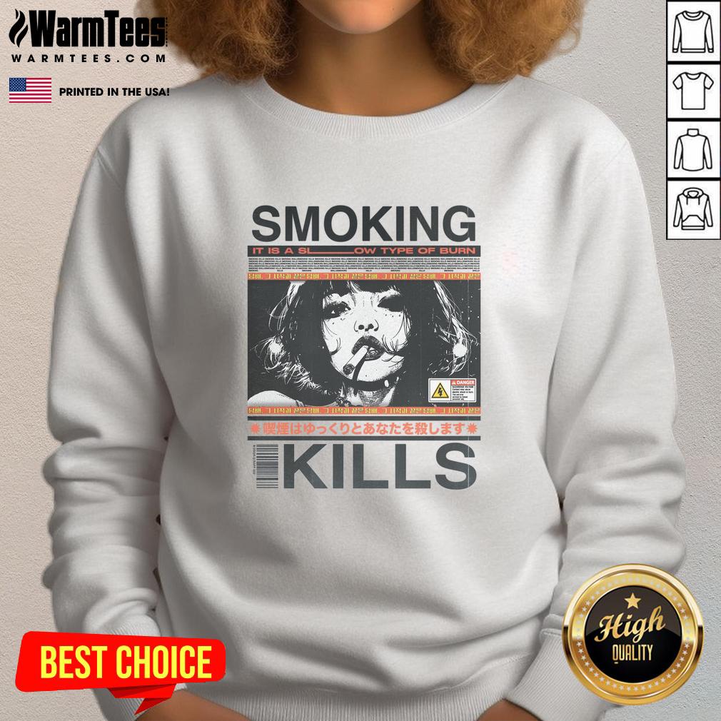 Awesome Smoking Kills Retro Manga Anime Graphic Style T-Shirt - Image 5