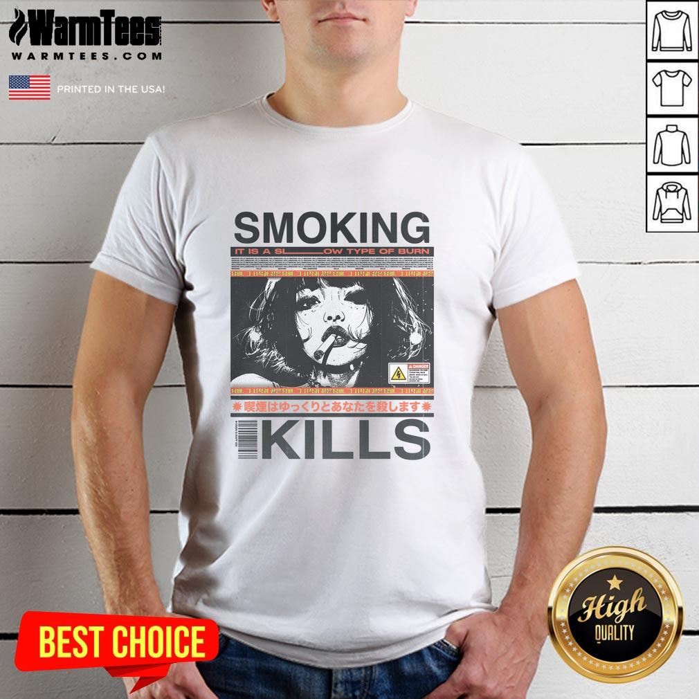 Awesome Smoking Kills Retro Manga Anime Graphic Style T-Shirt