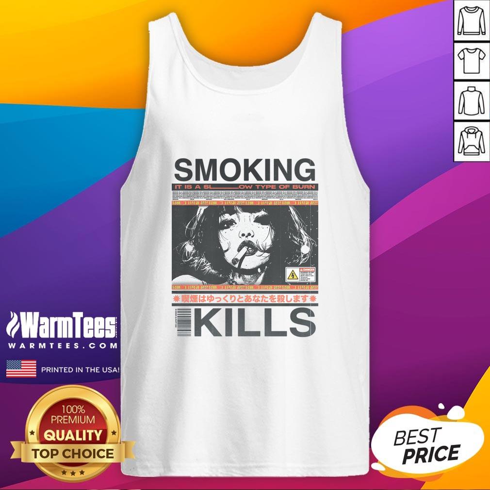 Awesome Smoking Kills Retro Manga Anime Graphic Style T-Shirt - Image 4