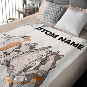 Alternative view of Premium Cute Cat Friends Laying Doodle Blanket Fleece Customized Blanket