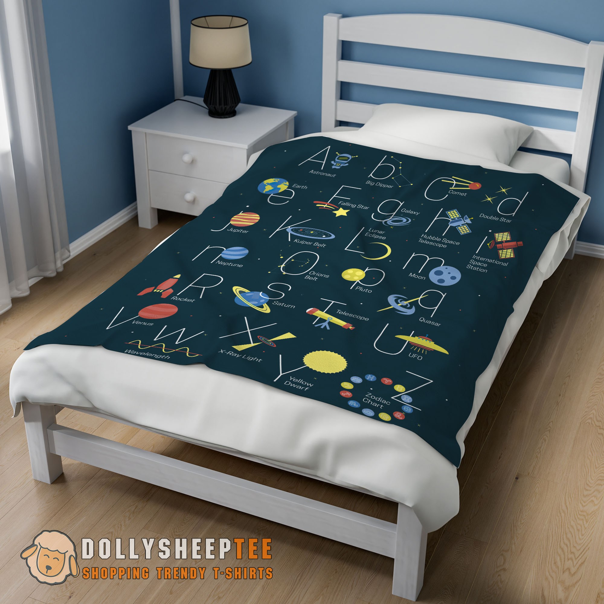 Official Top Outer Space Alphabet Poster Cute A To Z Astronomy Fleece Blanket - Image 2