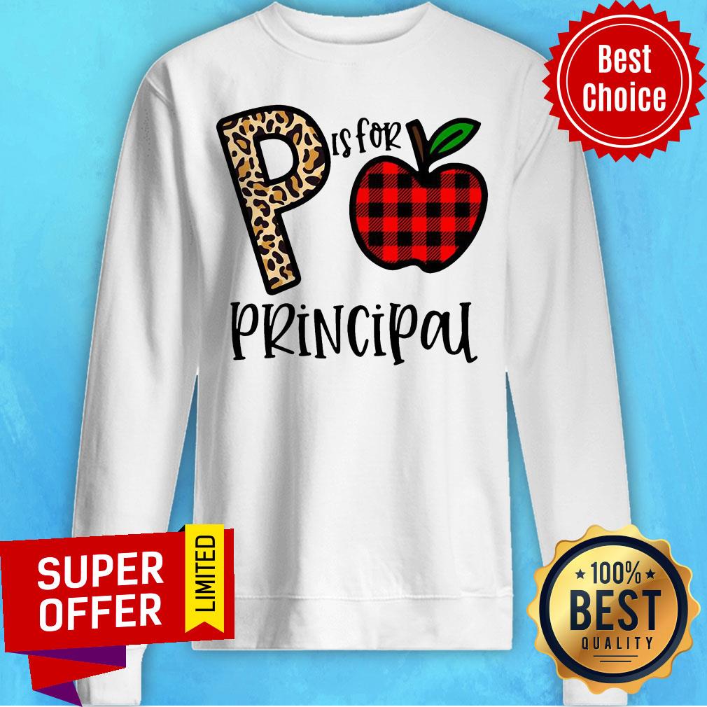 Awesome P Leopard Is For Teacher Principal Apple Shirt - Image 2