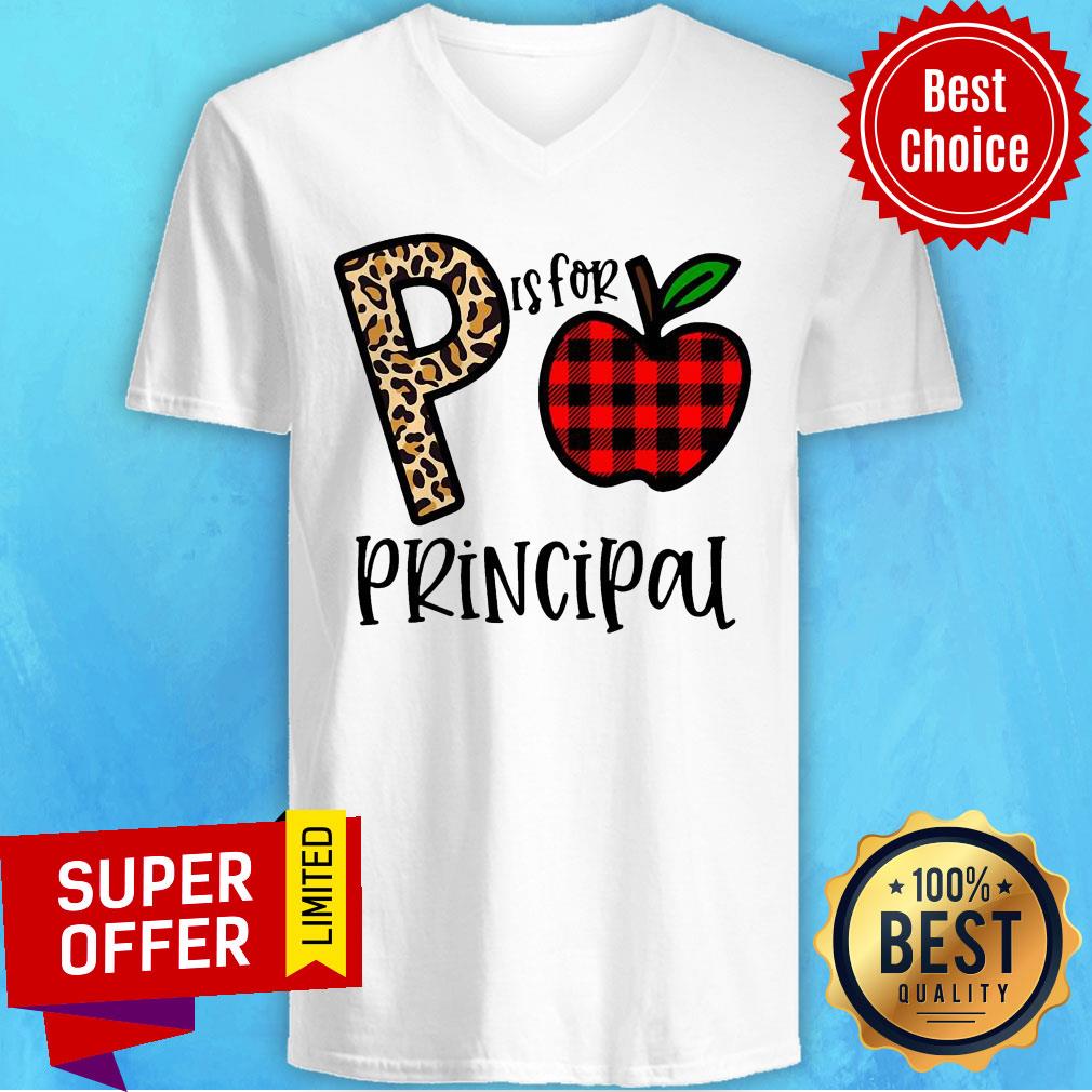 Awesome P Leopard Is For Teacher Principal Apple Shirt - Image 4