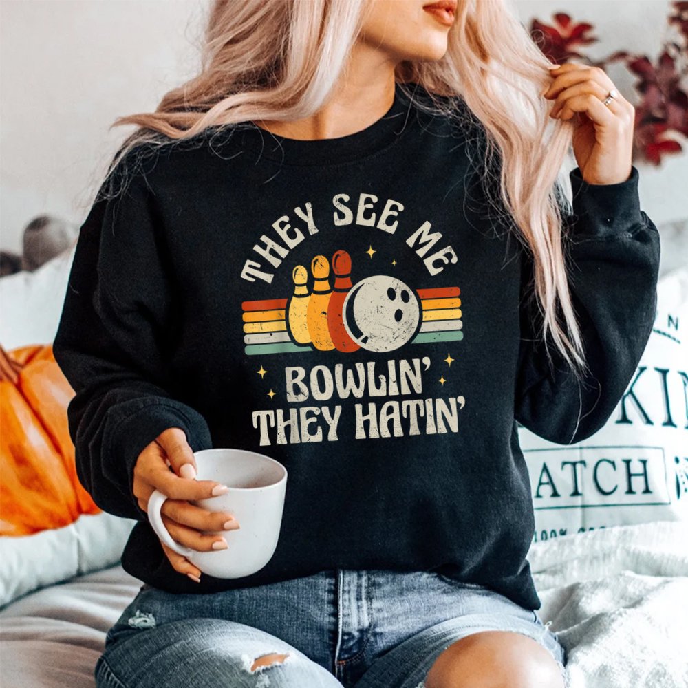 Retro Bowling They See Me Bowlin They Hatin Shirt - Image 2