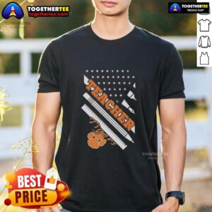 Premium Clemson Tigers X Teacher American Flag T-Shirt