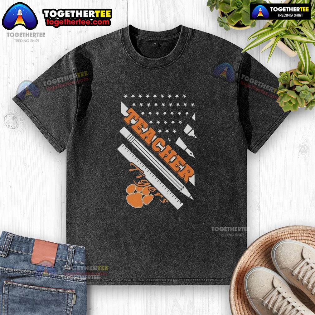 Premium Clemson Tigers X Teacher American Flag T-Shirt - Image 6