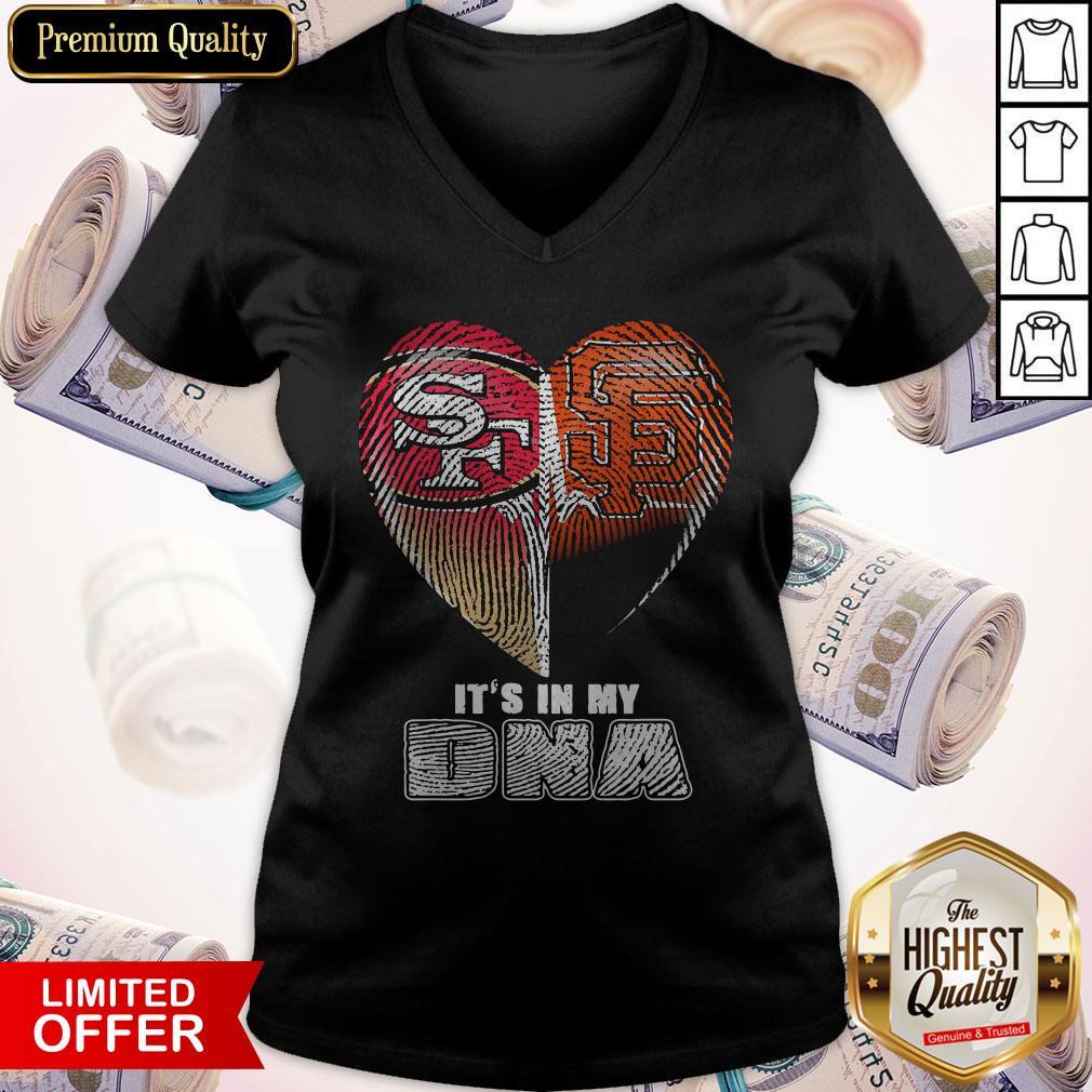 San Francisco 49Ers And San Francisco Giants It’s In My DNA Heart Shirt - Image 2