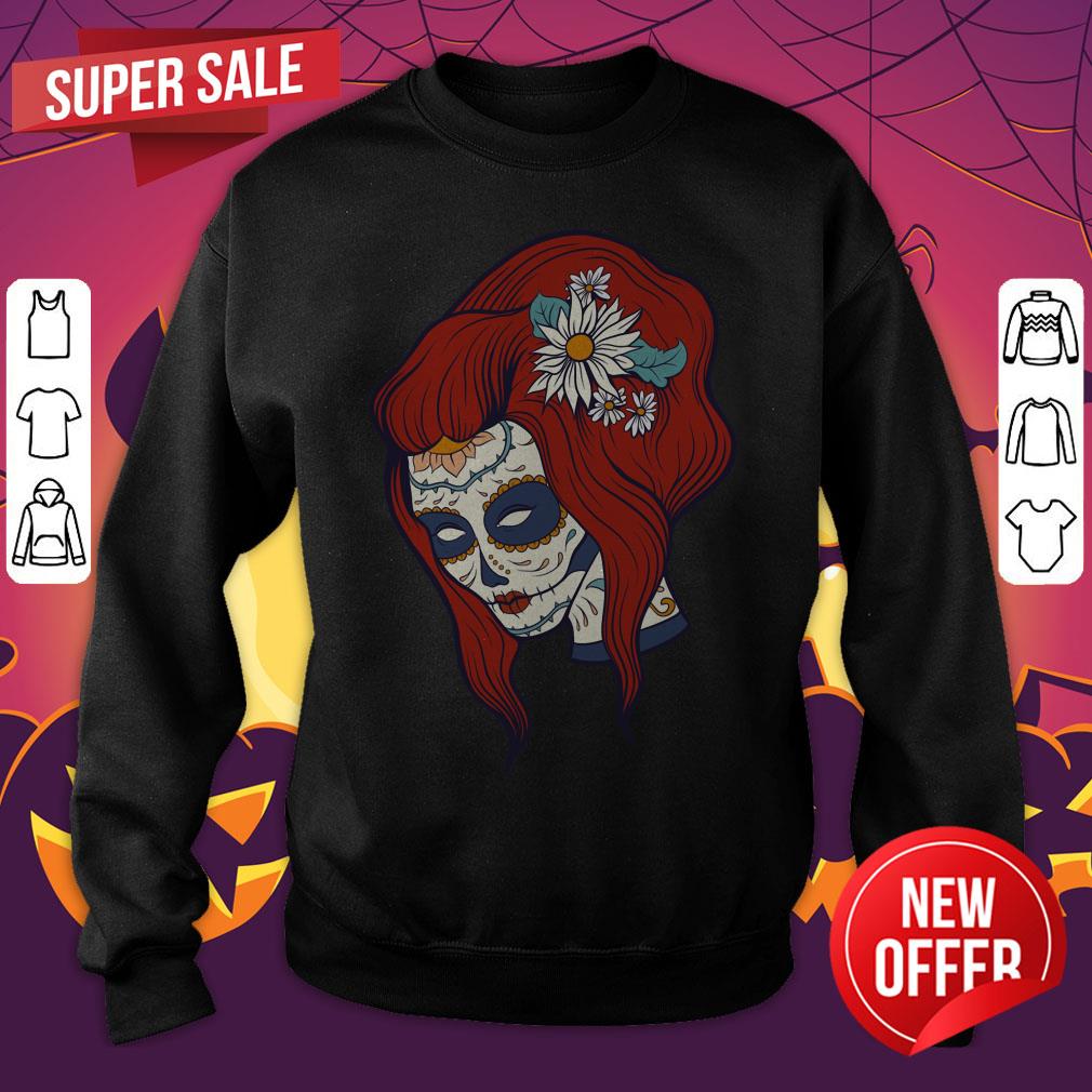 Sugar Skull Woman Day Of The Dead Dia De Los Muertos Shirt - Image 2