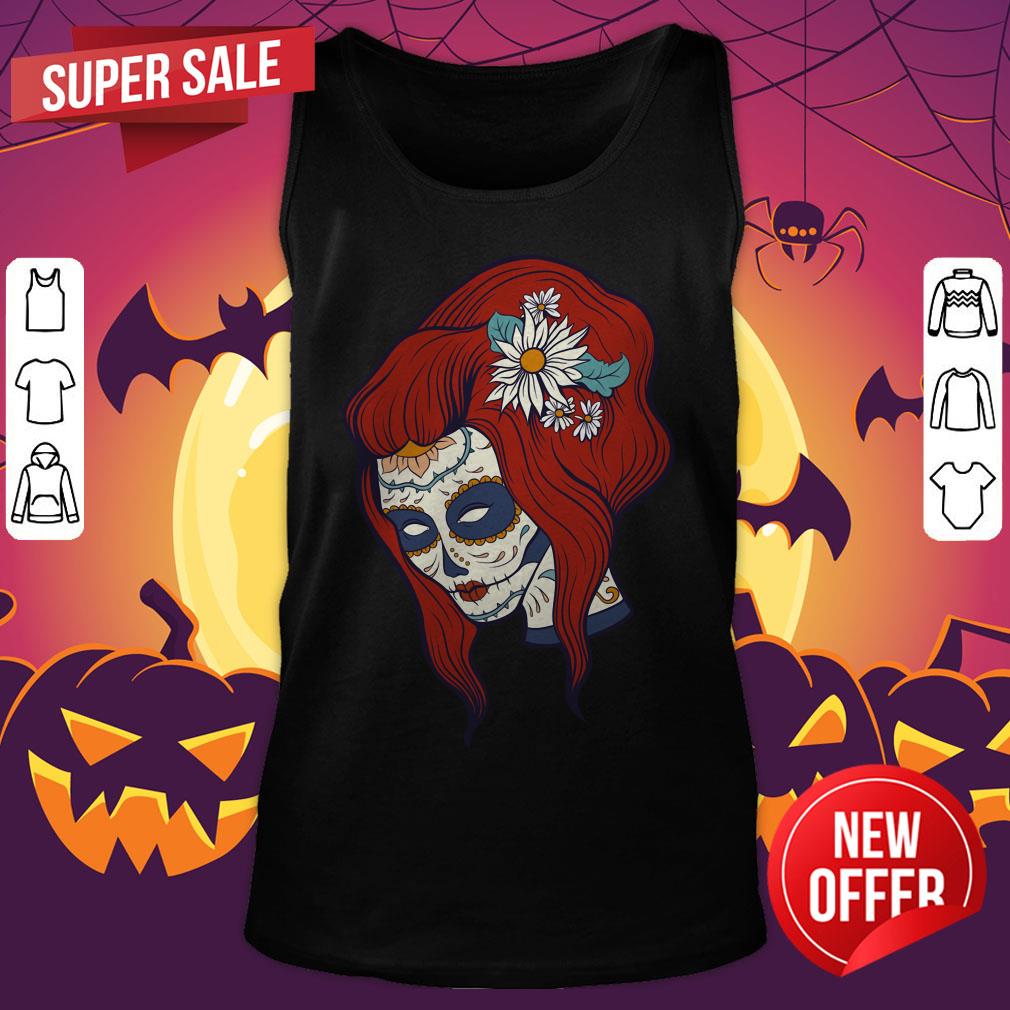 Sugar Skull Woman Day Of The Dead Dia De Los Muertos Shirt - Image 5