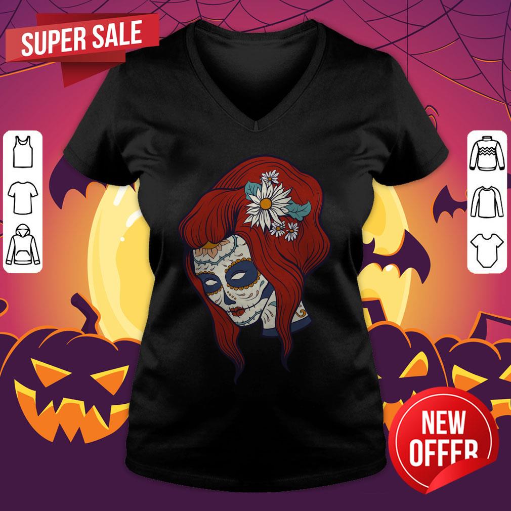 Sugar Skull Woman Day Of The Dead Dia De Los Muertos Shirt - Image 4