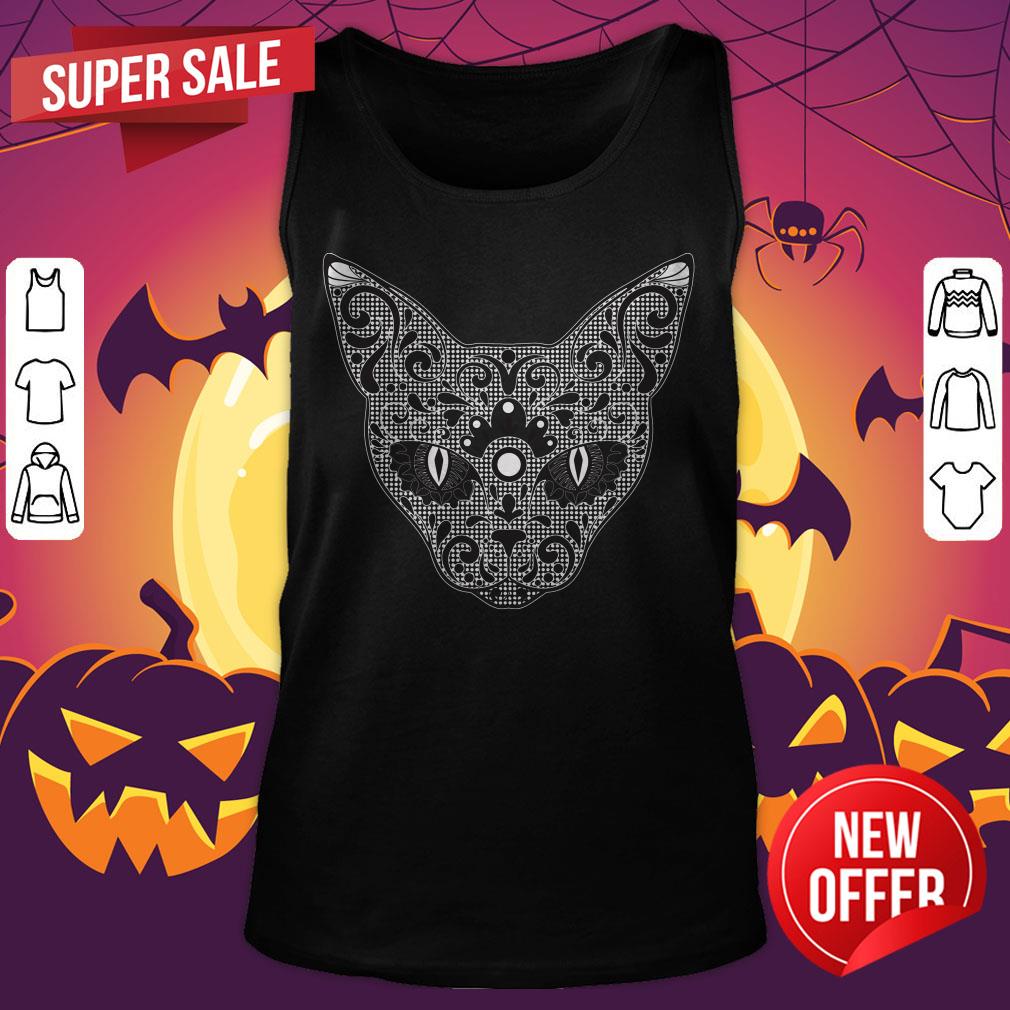 Vecta Cat Sugar Skull Dia De Los Muertos Day Dead Shirt - Image 5