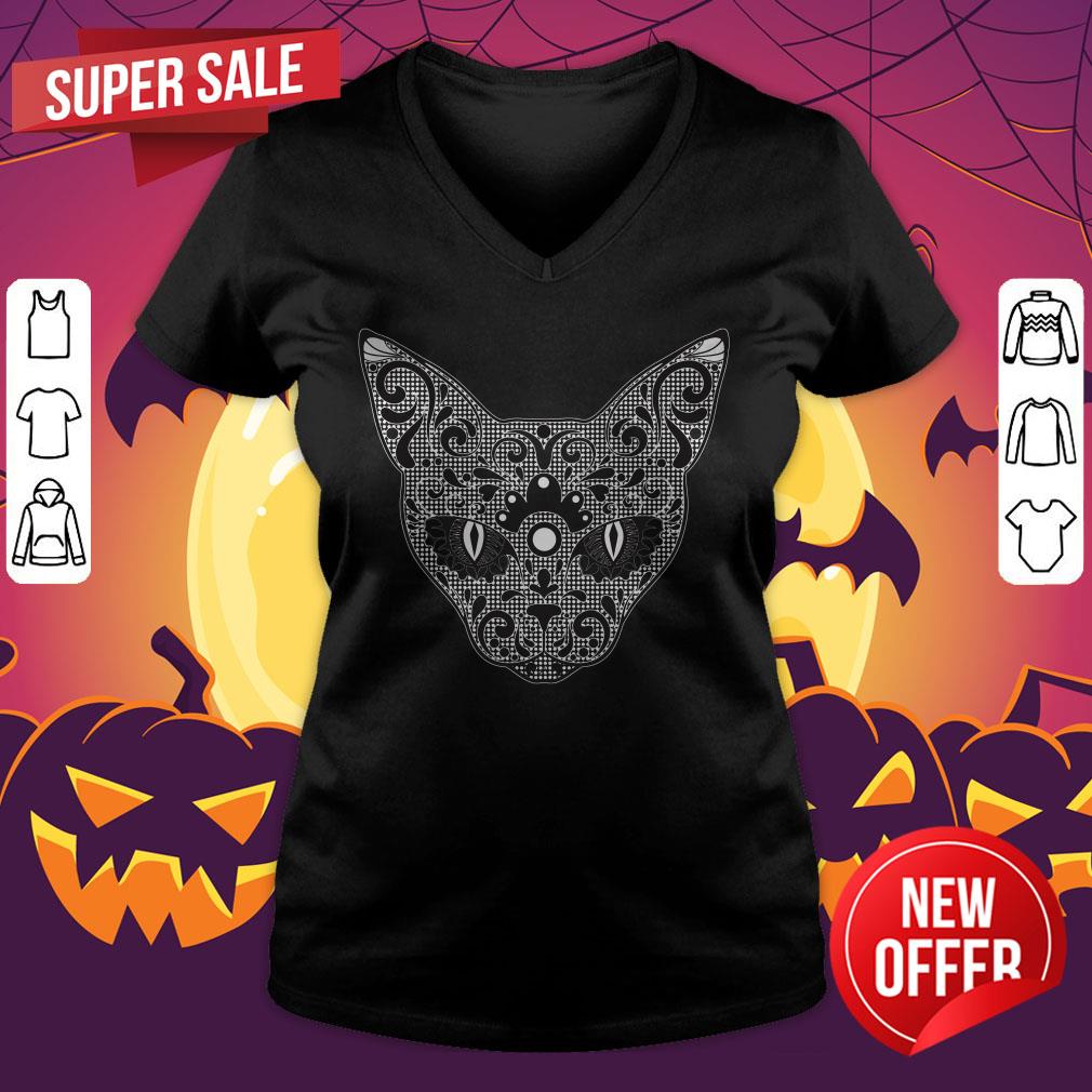 Vecta Cat Sugar Skull Dia De Los Muertos Day Dead Shirt - Image 4