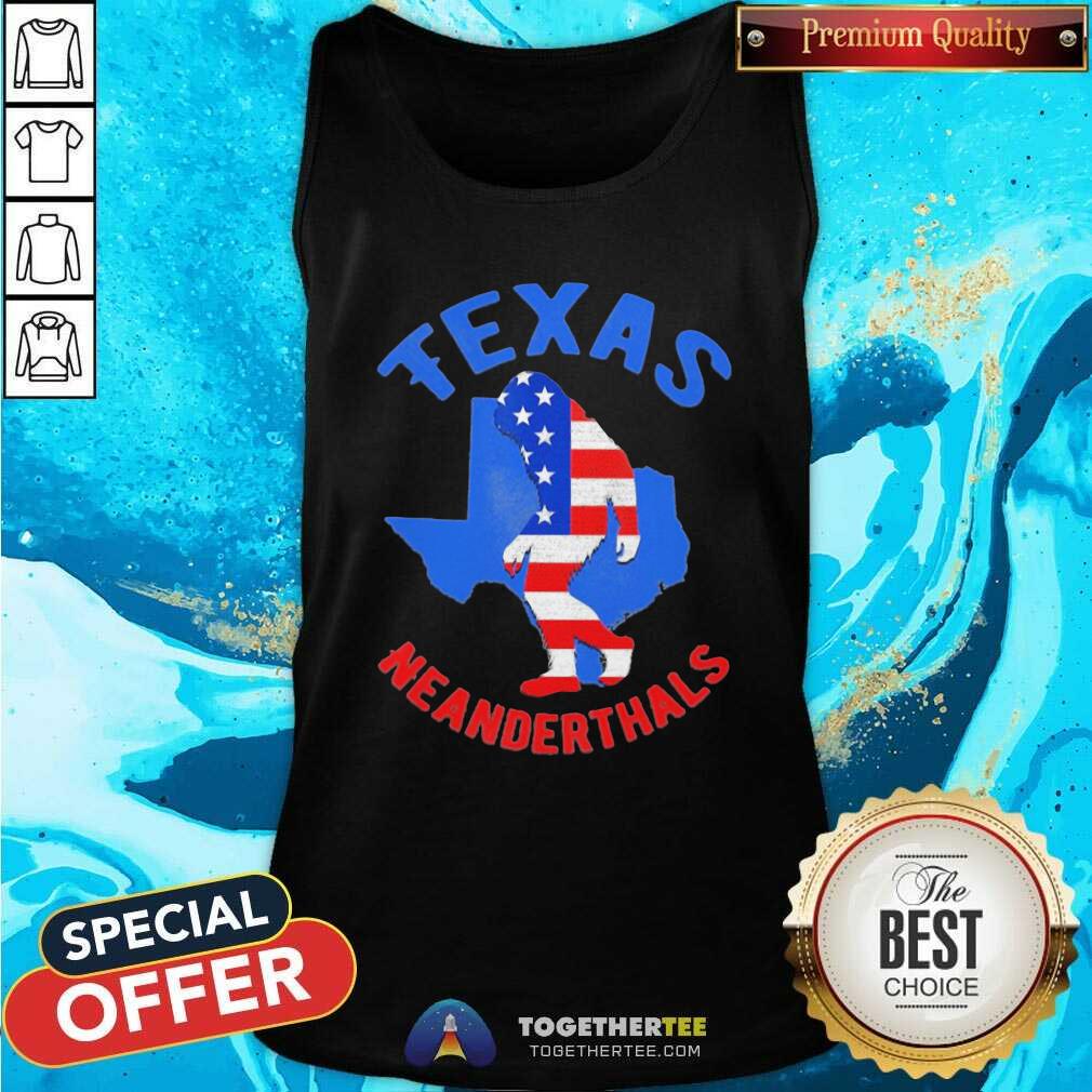 Original Bigfoot American Flag Texas Neanderthal Shirt - Image 3