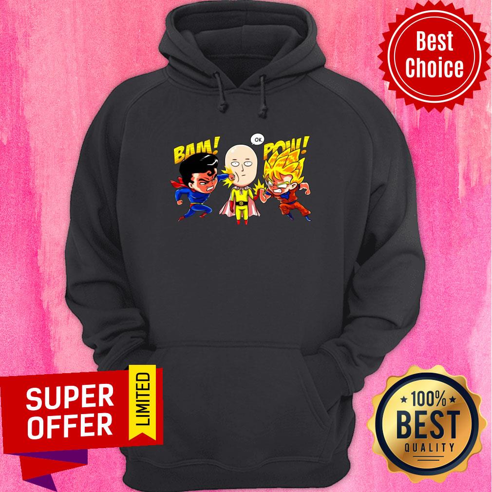 Nice Saitama Vs Superman And Goku Shirt - Image 2